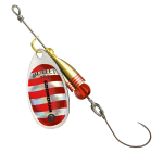 Spinner Cormoran Bullet Single Hook - silver / red stripes