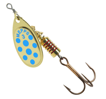 Spinner Mepps Comet Decoree - color gold / blue dots